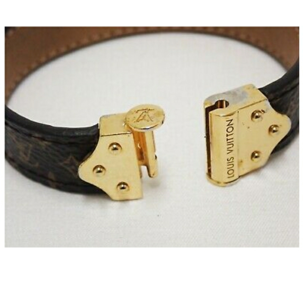 - RARE! Louis Vuttion Vachette Leather Bracelet Cuff in Louis V box - Picture 3 of 13